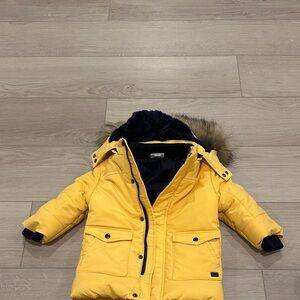 MEK Bright Yellow Quilted Puffer Jacket with Patch Logo